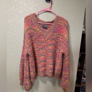 Chic Multicolor V-Neck Sweater